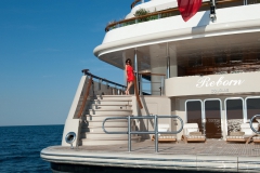 Reborn - motor yacht refit - aft stairs